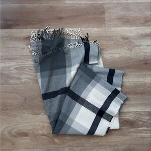J. Crew Gray and Cream Plaid Scarf